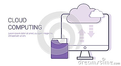 Cloud Computing Service Online Database Business Concept Template Web Banner With Copy Space Vector Illustration