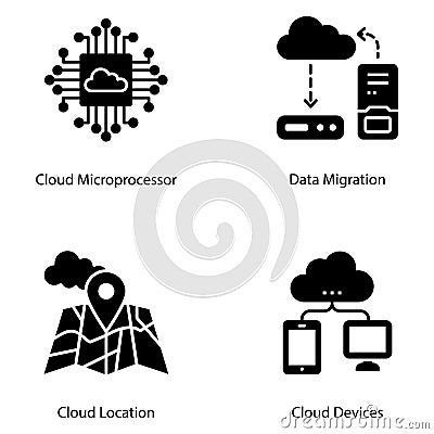 Cloud Computing Solid Design Vector Illustration