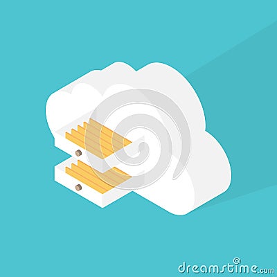 Cloud computing storage data concept flat design Cartoon Illustration