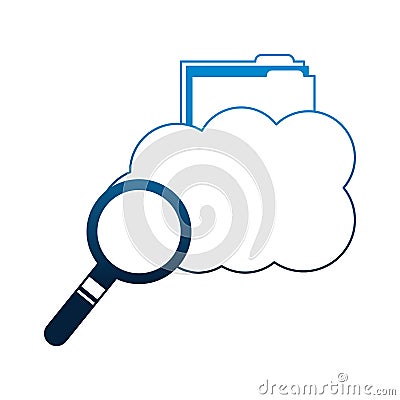 cloud computing storage folder file searching Cartoon Illustration