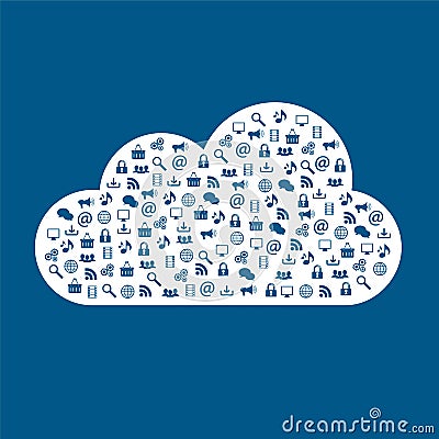 Cloud computing storage various data types. Vector Illustration