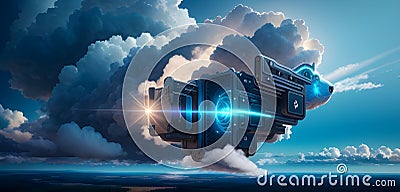 Sci fi futuristic hi tech computing background Generative AI Stock Photo