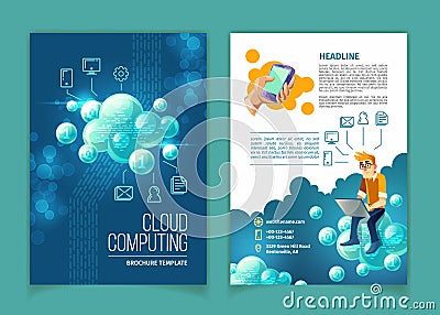 Cloud computing technology vector brochure Vector Illustration