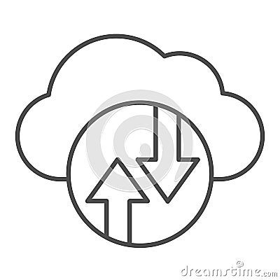 Cloud computing thin line icon. Cloud hosting vector illustration isolated on white. Data cloud outline style design Vector Illustration