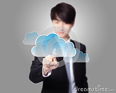 Cloud computing touchscreen interface Stock Photo