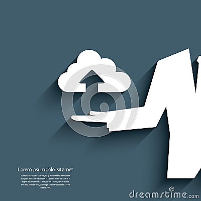 Cloud computing upload icon with businessman Vector Illustration