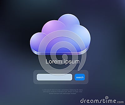 Cloud computing web concept. Search in clouds. Web Vector Illustration