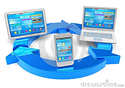 Cloud computing and wireless networking concept Stock Photo
