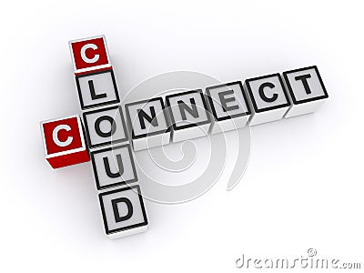 Cloud connect word block on white Stock Photo