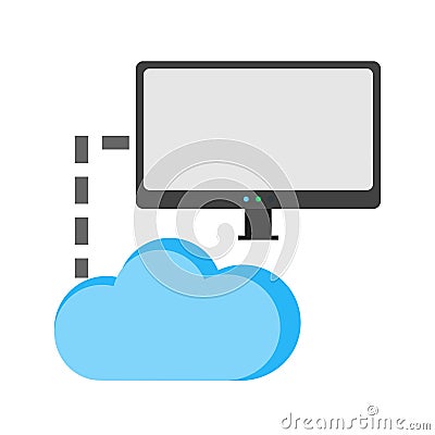 Cloud and Connected Computers Vector Illustration