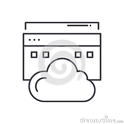 Cloud control panel icon, linear isolated illustration, thin line vector, web design sign, outline concept symbol with Cartoon Illustration