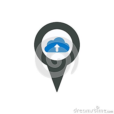 Cloud data location pin place pointer upload icon Vector Illustration