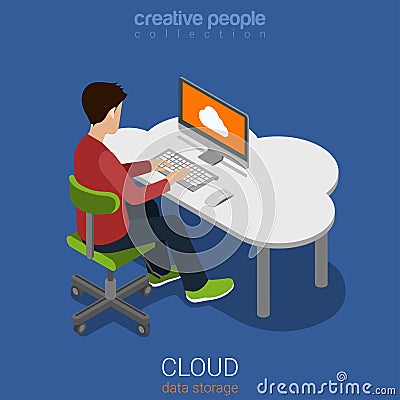 Cloud data personal storage computing flat 3d vector isometric Vector Illustration