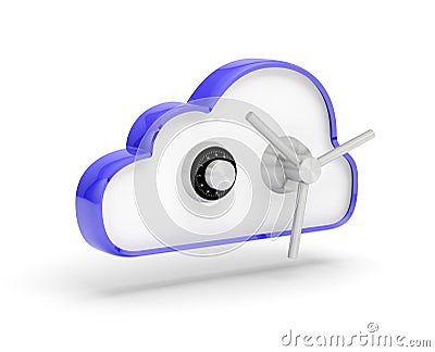 Cloud data safe 3D Cartoon Illustration