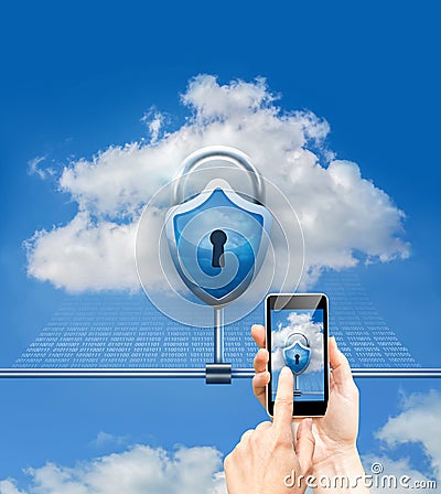 Cloud data security and phone security Stock Photo
