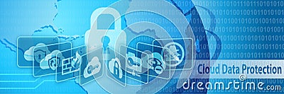 Cloud Data Security Protection Banner Stock Photo