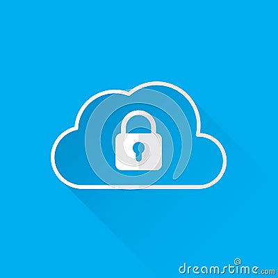 Cloud data security services concept. cloud icon with padlock. vector Vector Illustration