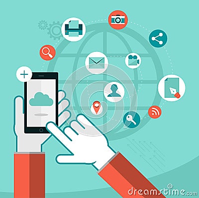 Cloud data services icons Vector Illustration