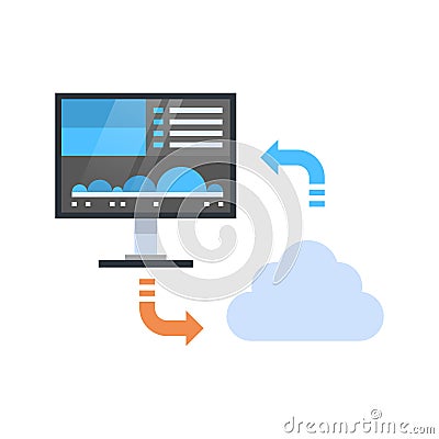 Cloud Data Synchronization Icon Computer Connection Database Access Synchronize Technology Vector Illustration