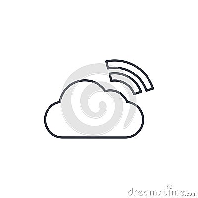 Cloud database, computer technology thin line icon. Linear vector symbol Vector Illustration