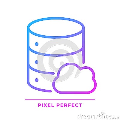 Cloud database pixel perfect gradient linear vector icon Vector Illustration