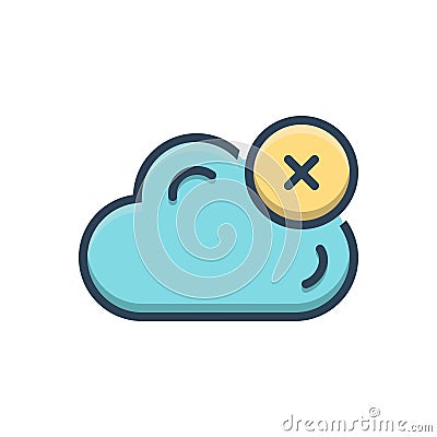 Color illustration icon for Cloud delete, computing and database Cartoon Illustration