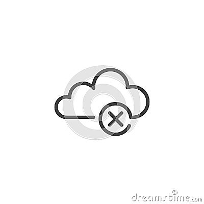 Cloud delete line icon Cartoon Illustration