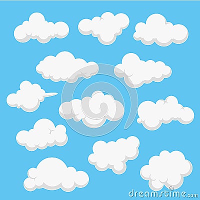 Collection cloud design vector illustration, Background cloud, Blue sky vector template Vector Illustration