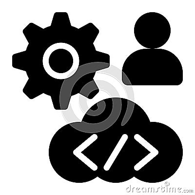 Cloud Developer, Cloud Engineer, Cloud Programmer Glyph Solid Icon Stock Photo
