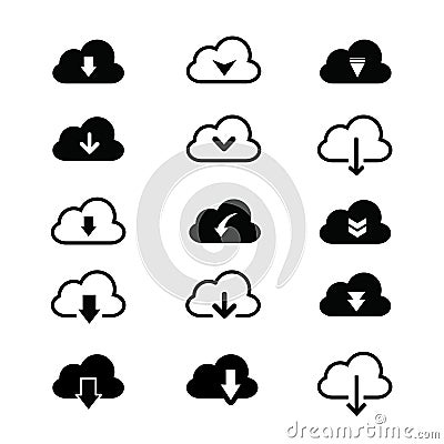 Cloud Download file and Loading icon set for website or application. Vector illustration Vector Illustration
