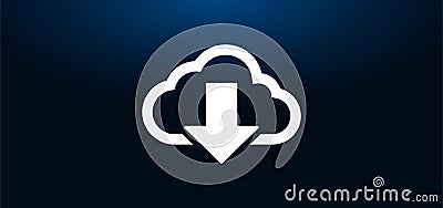 Cloud download icon crystal blue banner background Stock Photo