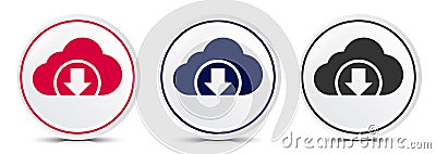 Cloud download icon crystal flat round button set illustration design Vector Illustration