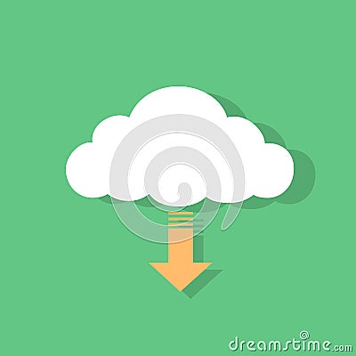 Cloud download icon flat design vector Vector Illustration