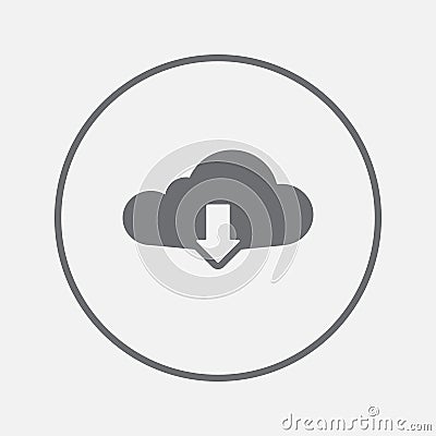 Cloud download icon vector, solid illustration, pictogram isolated on gray. Vector Illustration