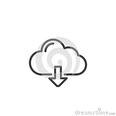 Cloud download line icon, outline vector sign, linear style pictogram isolated on white Vector Illustration