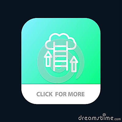 Cloud, Download, Upload, Data, Server Mobile App Button. Android and IOS Line Version Vector Illustration
