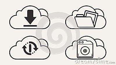 Cloud download upload and data transfer and file sharing and cloud service Generative AI Vector Illustration