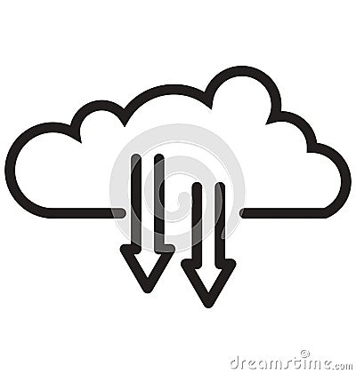 cloud downloading, cloud network line isolated icon can be easily modified and edit Vector Illustration