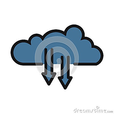 cloud downloading, cloud network line isolated vector icon can be easily modified and edit Vector Illustration