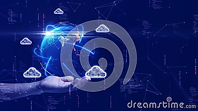 cloud and edge computing technology. Secure database storage is protected from unauthorized access and cyber threats. Polygons and Stock Photo