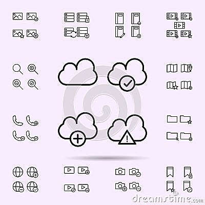 cloud, exclamatory, check, plus sign icon. web icons universal set for web and mobile Stock Photo