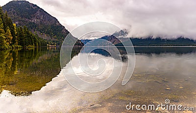 Cloud Filled Sky Reflection on The Columbia River, Home Valley Park Stock Photo