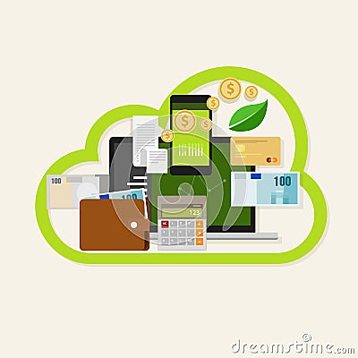 Cloud financial money management online service Vector Illustration