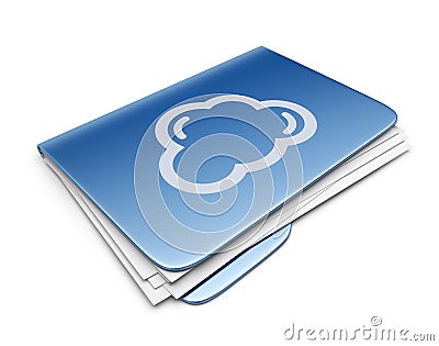 Cloud folder. File storage concept. 3D Icon Stock Photo