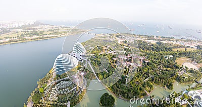 Day panoramic view of CLOUD FOREST, FLOWER DOME and GARDENS BY THE BAY in Singapore Stock Photo