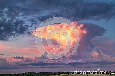 Storm cloud in the form of a nuclear explosion. Stock Photo