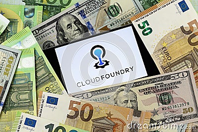 Cloud Foundry editorial. Illustrative photo for news about Cloud Foundry - an open source, multi-cloud application platform Editorial Stock Photo