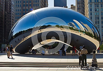 Cloud Gate and Cops, Chicago Editorial Stock Photo