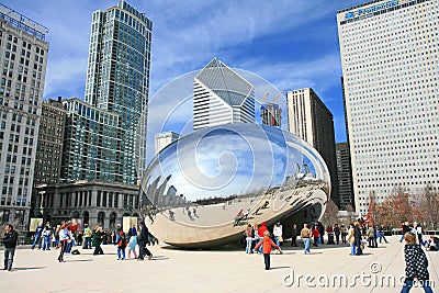 The Cloud Gate in Millennium Park Editorial Stock Photo