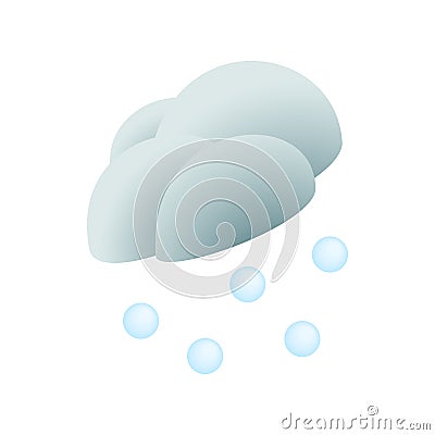 Cloud and hail icon, isometric 3d style Vector Illustration